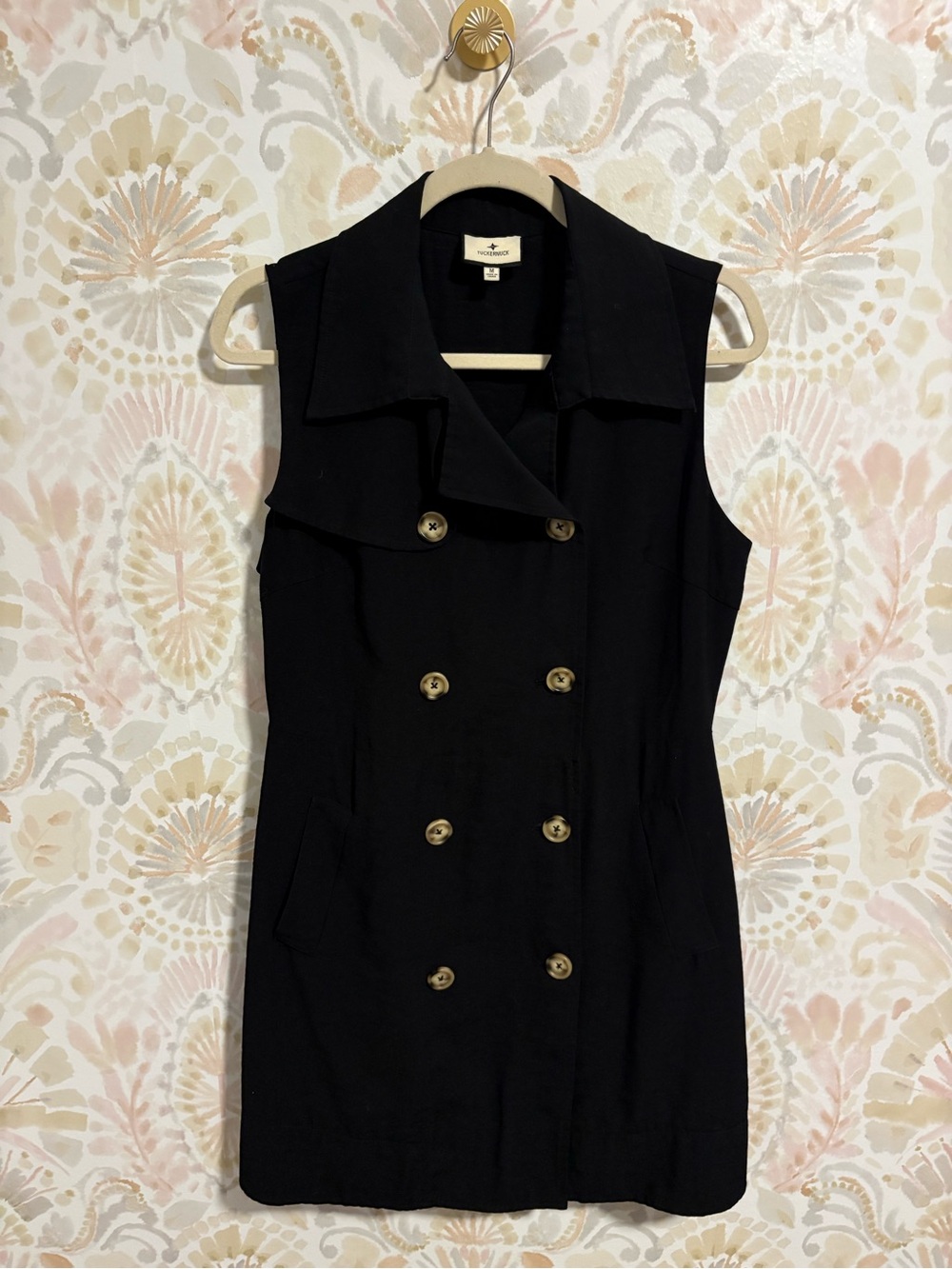 Tuckernuck Black Sleeveless Double Breasted Trench Dress B1407 Womens Medium